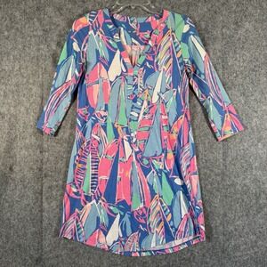 Lilly‎ Pulitzer Ali Out to Sea Dress Womens XS Popover Resort Coastal Sailboat